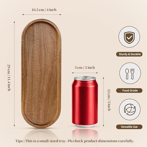 Small Wooden Tray | Acacia Wood Serving Tray Platter Mini Vanity Tray Decor - Image 4