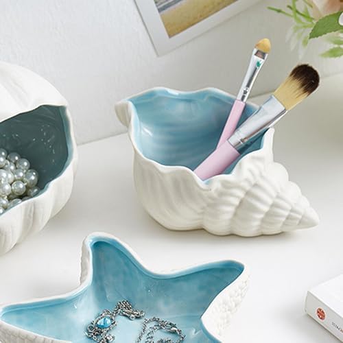 Ceramic Conch Shell Bowl Coastal Decor Jewelry Trinket Dish - Image 2