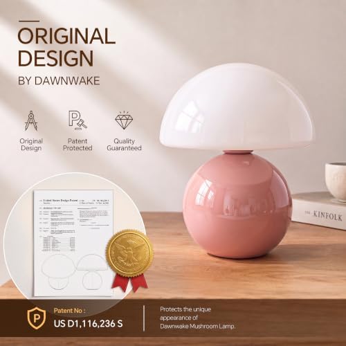 Dawnwake Mushroom Lamp Table Lamp for Bedroom-Small Desk Table Lamps,Pink - Image 5