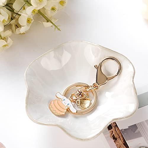 JAMEND CLXP Ring Dish, Kiln Glaze Jewelry Trinket Tray, Gifts for Women I Lotus Leaf Necklace Earrings Holder on Nightstand Bathroom, Ceramic Cute Key Bowl, White. All Jewelries Are NOT Included. by JAMEND+CLXP