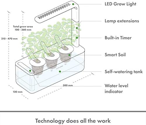 Click & Grow Indoor Herb Garden Kit with Grow Light | Smart Garden for Home Kitchen Windowsill | Easier Than Hydroponics Growing System | Vegetable Gardening Starter (3 Basil Pods Included), Grey - Image 3