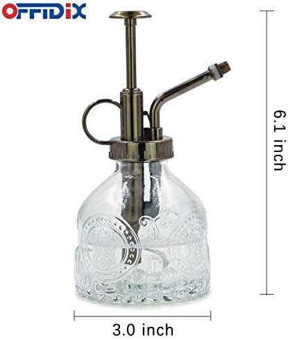 OFFIDIX Plant Mister Glass Spray Bottle, 6.3"Tall Vintage Plant Spritzer Watering Can, Succulent Watering Bottle with Plastic Bronze Plastic Top Pump, Can for Outdoor Indoor Garden, Cleaning Solutions - Image 2