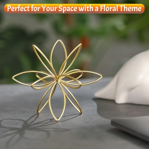 4.25" Gold Sphere Decor, Metal Handmade Floral Decorative Sculpture, Abstract Tabletop Decorative Ball for Home Metal Sphere Decor - Image 7