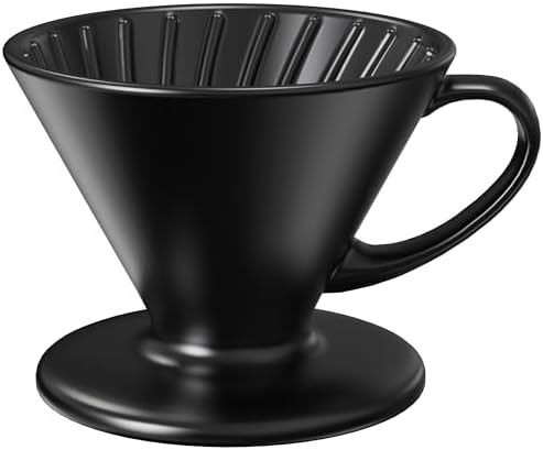 Artisan Series Coffee Dripper Made of High Fired Ceramic Material, Size 02, Ceramic Pour Over Coffee Maker Filter, Coffee Slow Brewing Accessories for Home, Office and Cafe, Black by DHPO