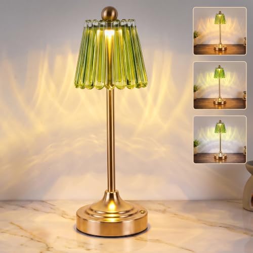 Small Vintage Cordless Table Lamp, Green by Unknown