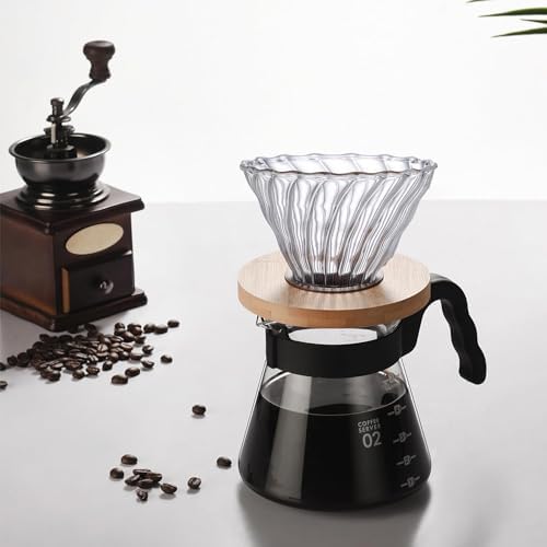 Gute Glass Pour Over Coffee Dripper with Bamboo Stand,1-4 Cups - Image 2