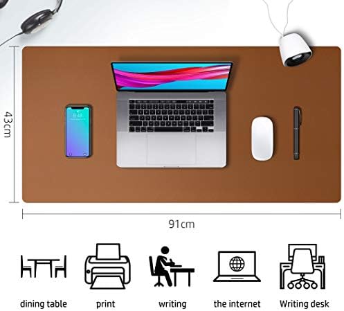 Aothia Leather Desk Pad Protector, Mouse Pad, Office Desk Mat, Non-Slip PU Leather Desk Blotter, Laptop Desk Pad, Waterproof Desk Writing Pad for Office and Home (Brown,36" x 17") - Image 4