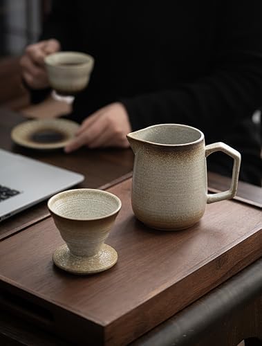 Pour Over Coffee Maker,Ceramic Coffee Maker With 100 pcs Paper Filter，16oz/480ml Pour Over Coffee Dripper (Off White) - Image 5