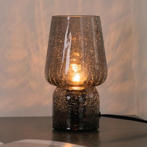 Mushroom Lamp,Small Table Lamp,Mini Cute Lamp Nightstand Lamp Kitchen Glass,Translucent Raindrop,Suitable for Bedrooms, Kitchens, Bedside, Girl Gifts(Raindrop Black) by SUREYOND