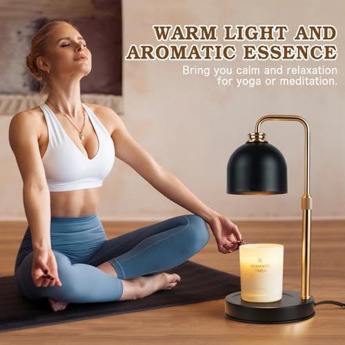 Funistree Candle Warmer Lamp with Timer Dimmer, Adjustable Height Christmas Birthday Gifts for Women Mom, Modern Vintage Black Candle Warmer, Vintage Home Decor for Scented Jar with 2 Bulbs - Image 6