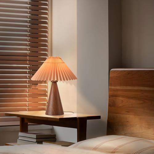 Ziqqeelam Wood Touch Control Table Lamp, Mini Cute Table Lamp, Wooden Grain Bedroom Lamps for Nightstand, Small Scalloped Lamp Shade Table Lamps for Small Spaces for Bedroom,Living Room - Image 5