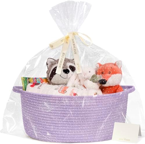 CHICVITA Large Gift Basket Empty with Bags & Ribbon for Baby Shower, Purple by CHICVITA