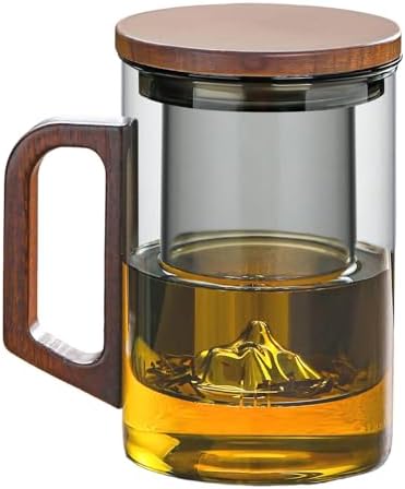 Unbreakable - Glass Tea Cup with Infuser and Lid, 950ML / 32oz Large Borosilicate Tea Mug with Wooden Handle and Lid, Heat Resistant Glass Tea Cup for Loose Leaf Tea, Home Office Use by Unbreakable