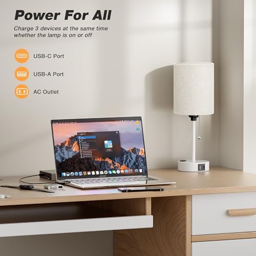 Small Bedside Table Lamp for Bedroom, Desk Lamp with USB Ports for Dorm - Image 3