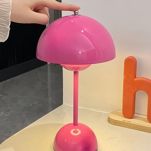 Flower Bud Lamp, Cordless Rechargeable Mushroom Table Lamp, Pink - Image 3