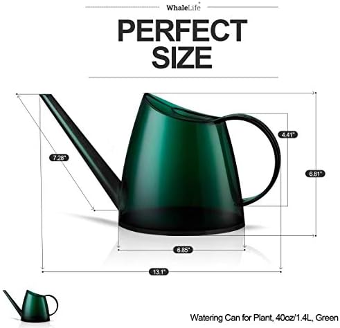 WhaleLife Small Indoor Plant Watering Can - 1.4L Dark Green Long Spout - Image 3