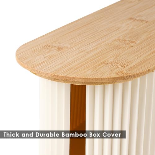 Cable Management Box with Solid Bamboo Cover, 12.6x5.4x4.4 inches, Beige - Image 4