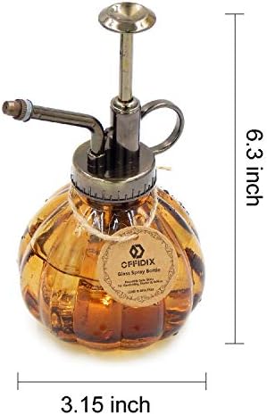 OFFIDIX Glass Spray Bottle, Brown Plant Mister Pumpkin Style Spritzer 6.7oz - Image 2