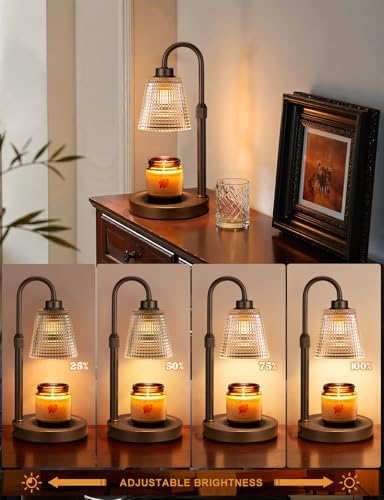 Brown Candle Warmer Lamp with Timer, Dimmable Candle Warmer for Jar Candles, Height Adjustable Wax Melts Warmer, Birthday Gifts for Women Mom, House Warming Gifts New Home Decor - Image 2