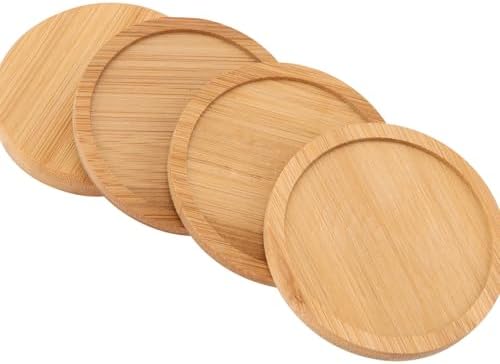 HOIGON 30 Pack Round Bamboo Coasters, 4 Inch Natural Wooden Coasters, Round Bamboo Tray Saucer Set for Drinks, Crafts, Succulents - Image 6