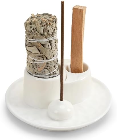 Ceramic Palo Santo and Sage Incense Holder, White by ToolSentryX