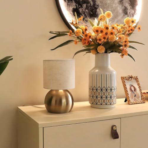 Modern Small Table Lamp Set of 2, Minimalist Nightstand Bedside Lamps with One-Button Inline Switch, H 10.4 Inch Desk Light for Bedroom, Living Room,Including Light Bulb（Golden） - Image 5