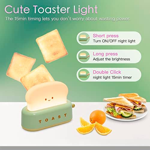 TOOGE Desk Decor Cute Green Toast Lamp Small Desk Lamp Night Light for Kids - Image 2