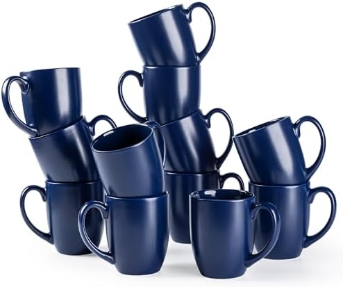 AmorArc 12oz Coffee Mugs Set of 12, Ceramic Coffee Cups Set-Matte Blue by AmorArc