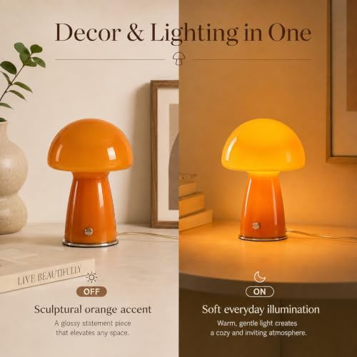 Orange Mushroom Table Lamp,Warm Ambient Lighting,for Nightstand - Image 7