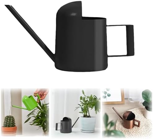 Watering Can for Indoor Plants, Small Watering Cans Sprinkling Pot for Greenhouse Garden Flower Plants, Stainless Steel Long Spout Water Can for Outdoor Watering Plants, 300ML/0.08 Gallon (Black) by Unknown