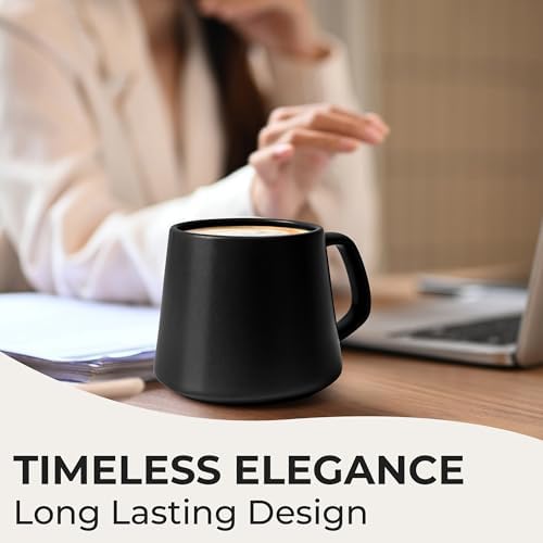 MIAMIO - Coffee Mugs Set of 4, Ceramic Mug (14oz) - Luxe (Black) - Image 4