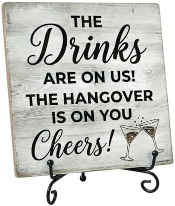 Bar Signs for Home Bar Decor, Rustic Bar Accessories for Man Cave by YanNookSigns