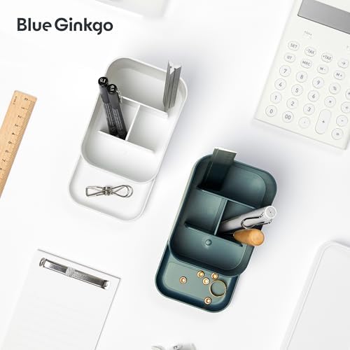 BLUE GINKGO Pen Holder, Desk Organizer, White, Made in Korea - Image 5