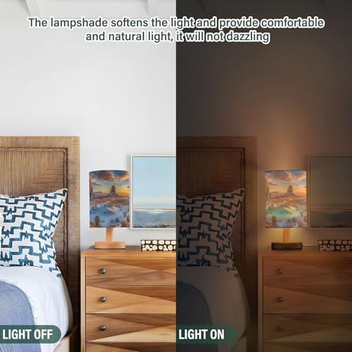 Besides Lamps Nightstand Lamp National Park Print with Wooden Base USB for Bedroom (Non-Removable) 5.12x9.7 in - Image 5