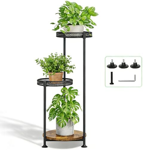 3 Tier Corner Plant Stand Indoor Multiple Sturdy Vertical Metal Flower by Atpddpey
