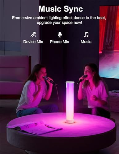 Rechargeable Table Lamp, RGB IC LED Light Bar, 1500 Lumens, APP & Remote Control Bedside Table Lamp with Music Sync, Color Changing Ambient Lighting for Bedside Table Desk Monitor Gaming White - Image 5
