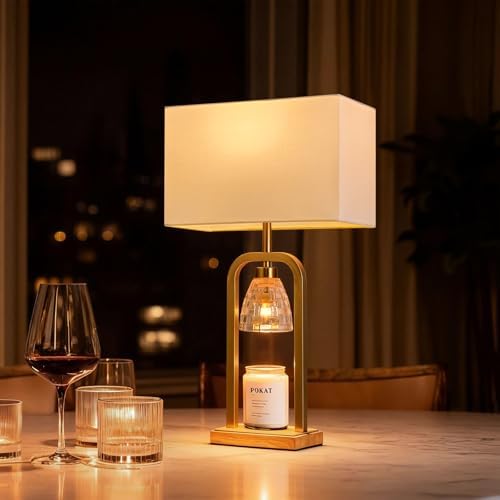 PoKat 2 in 1 Gold Table Lamp with Candle Warmer, Timer & Dimmer, Modern - Image 6
