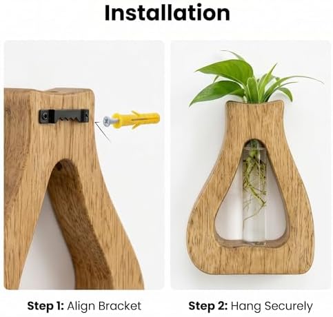 Plant Propagation Station with Glass Test Tube Vases, Wooden Stand Planter Terrariums for Hydroponic Plant Cuttings, Home Office Desktop Decor, Gift for Plant Lovers - Image 6