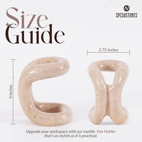 Marble Pen Holder for Desk, 4 Inch Beige Pencil Holder - Image 6