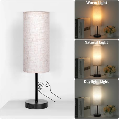 Dott Arts 18" Table Lamp for Bedroom, 3-Color Bedside Lamps with Pull Chain - Image 2