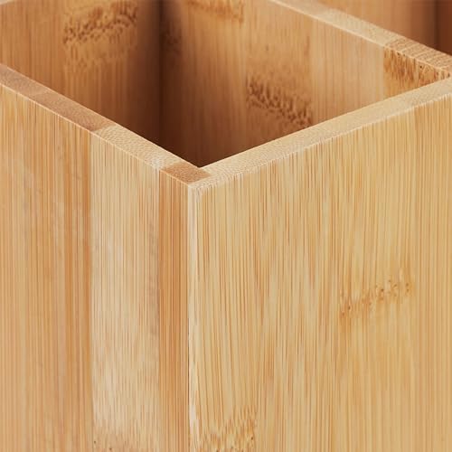 Relaxdays Desk Organiser, Bamboo, 2 Compartments, for Office Supplies & Cosmetics, Pen Box, HBT: 10.5 x 17.5 x 10.5 cm, Natural - Image 6