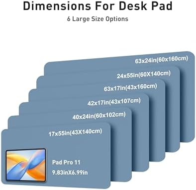 Aothia Faux Leather Desk Mat - Large Mouse Pad, Non-Slip PU Leather Blotter, Waterproof Writing Surface for Office and Home (Denim Blue, 63" x 24") - Image 5