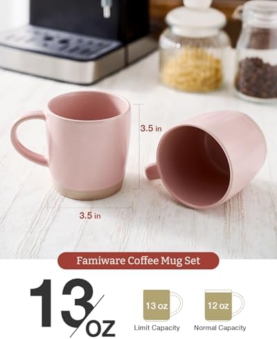 famiware Coffee Mugs Set of 4, Milkyway 13 oz Ceramic Cup Set with Handle - Image 3