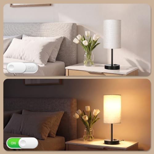 ZJOJO Table Lamp Set of 2, 13.8" Bedside Small Lamp for Bedroom Nightstand - Image 6