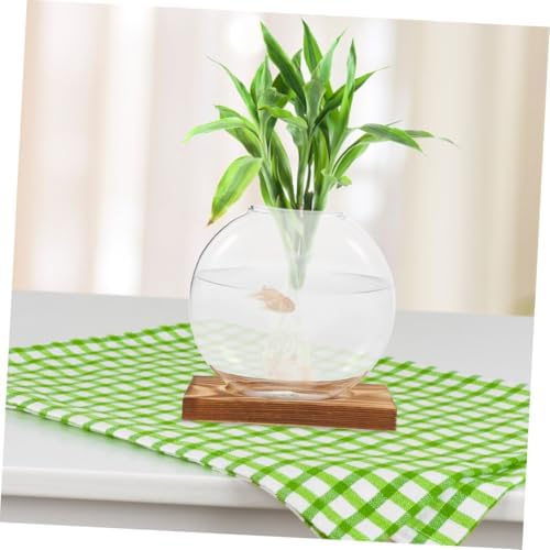 Glass Plant Propagation Station Round Vase with Wooden Base, 2pcs - Image 6
