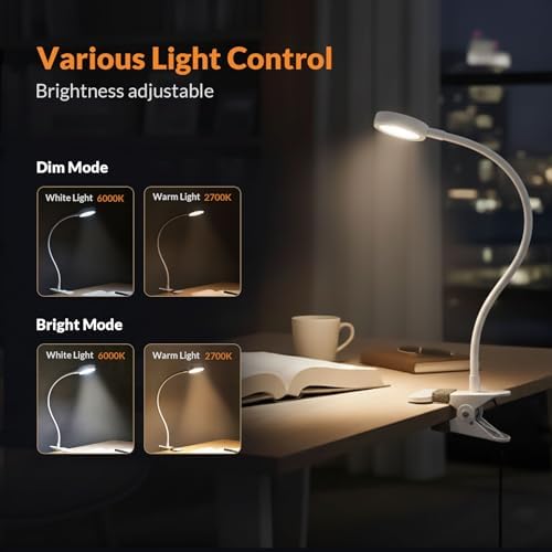 LEPOWER Clip on Light, Book Reading Lamp for Desk, Bed Headboard and Dorm - Image 2