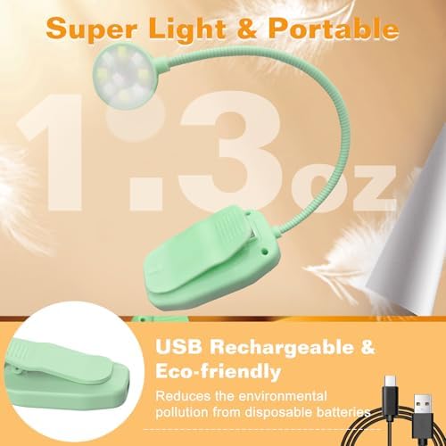 KTEBO 2 Pack Rechargeable Book Light Clip-On Reading Light for Books in Bed - Image 4