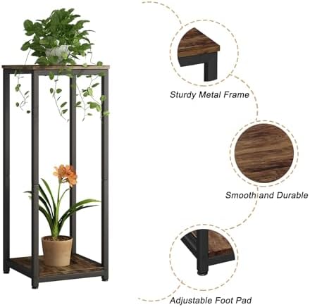 2 Tier Plant Stand Indoor Corner Tall Square Shape Plant Shelf - Image 5