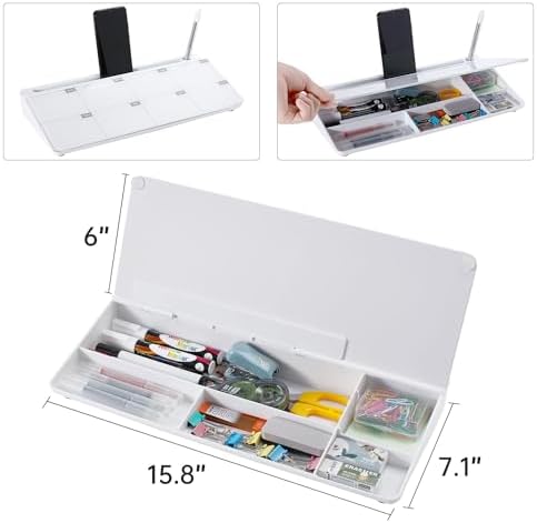 TSJ OFFICE Desktop Whiteboard Dry-Erase-Board - Computer Keyboard Stand White Board Surface Pad with Drawer, Desk Organizers with Accessories for Office, Home, School Supplies - Image 4
