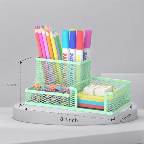SUPEASY Pen Holder Desk Organizer, Office Supplies Pencil Holder with 3 Compartments, Desk Accessories and Workspace Organizers for Home School Classroom, Green - Image 3